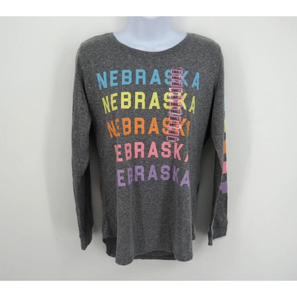 State Of Mine Womens Nebraska Gray Shirt Small Long Sleeve NWT